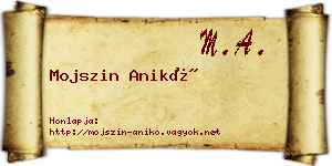 Mojszin Anikó névjegykártya